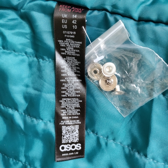 ASOS Hooded Fleece Lined Long Sleeve Size 10 Raincoat - Picture 11 of 15